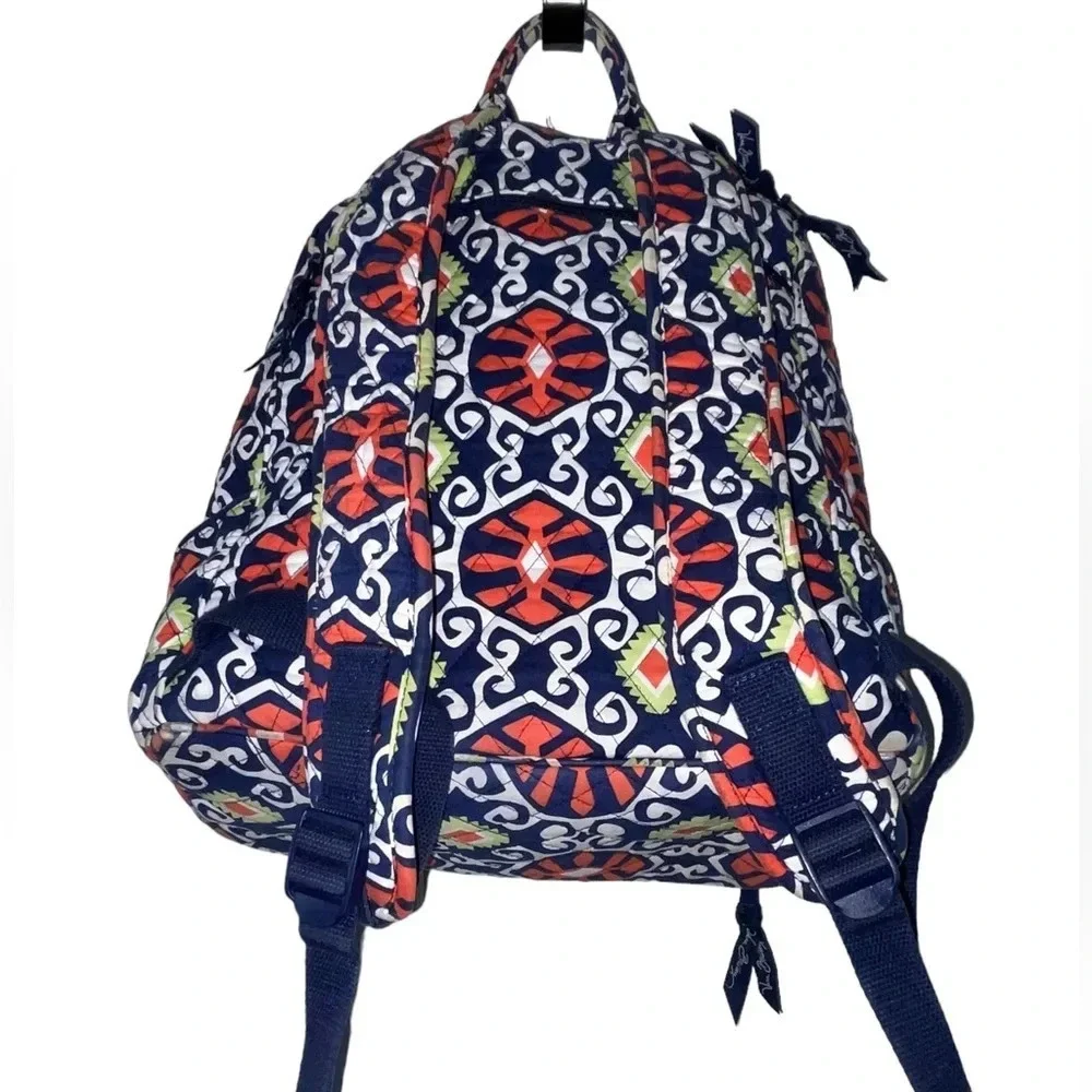 VERA BRADLEY Sun Valley Quilted Backpack Blue Orange Green Retired Print Travel